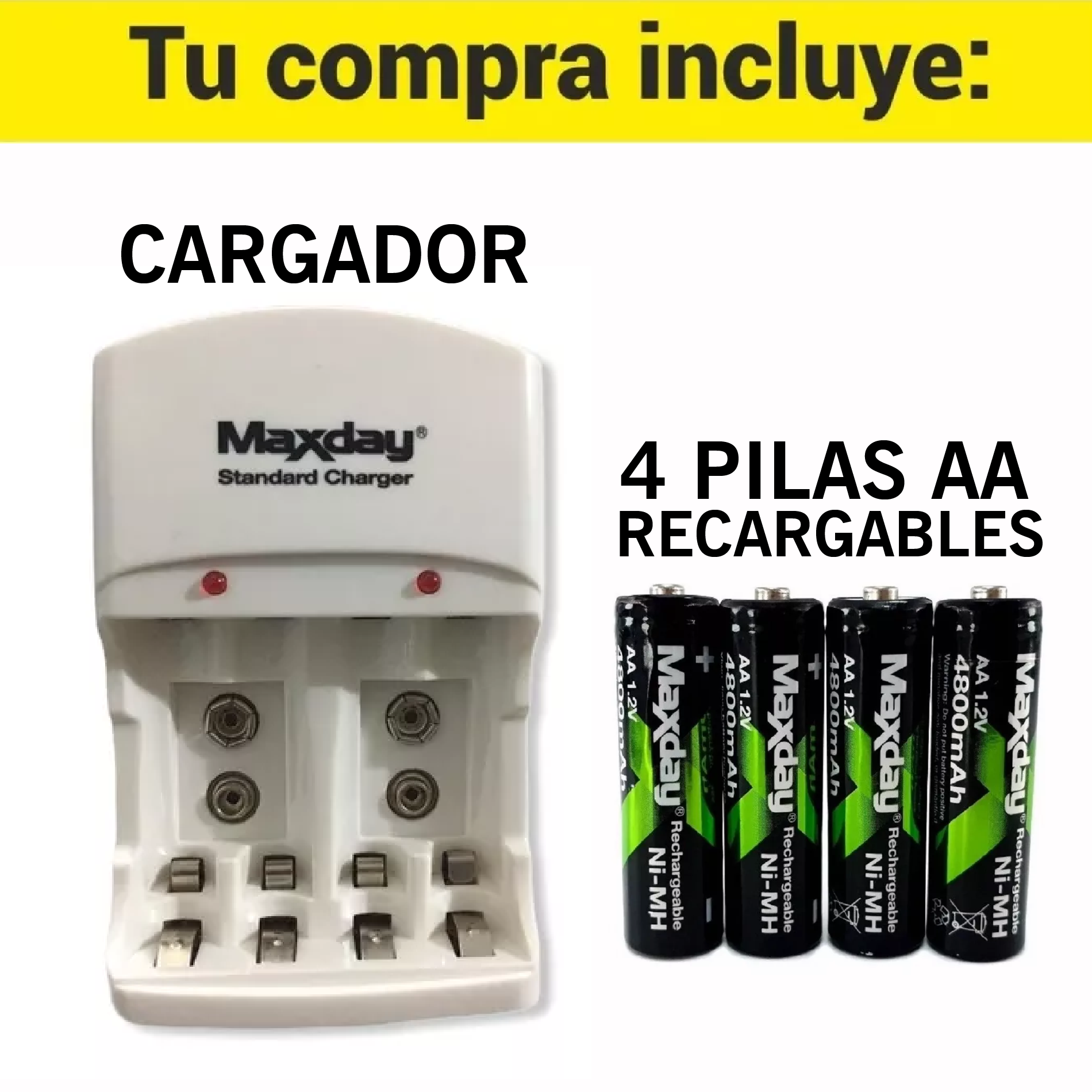 Miniatura 3 de Cargador de Pilas Baterias + 4 Pilas AA